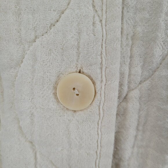 Zara Ivory Cream Quilted Cotton Buttoned Collarless Pockets Jacket Size Small S - Picture 9 of 16